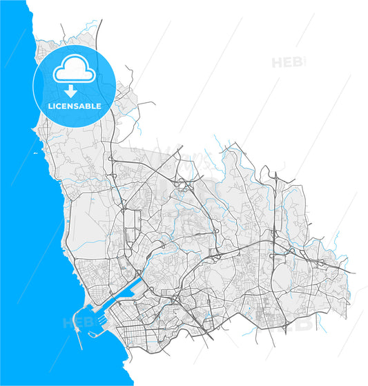 Matosinhos, Porto, Portugal, high quality vector map