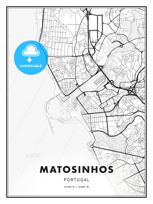 Matosinhos, Portugal, Modern Print Template in Various Formats - HEBSTREITS Sketches