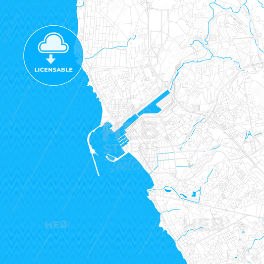Matosinhos, Portugal PDF vector map with water in focus