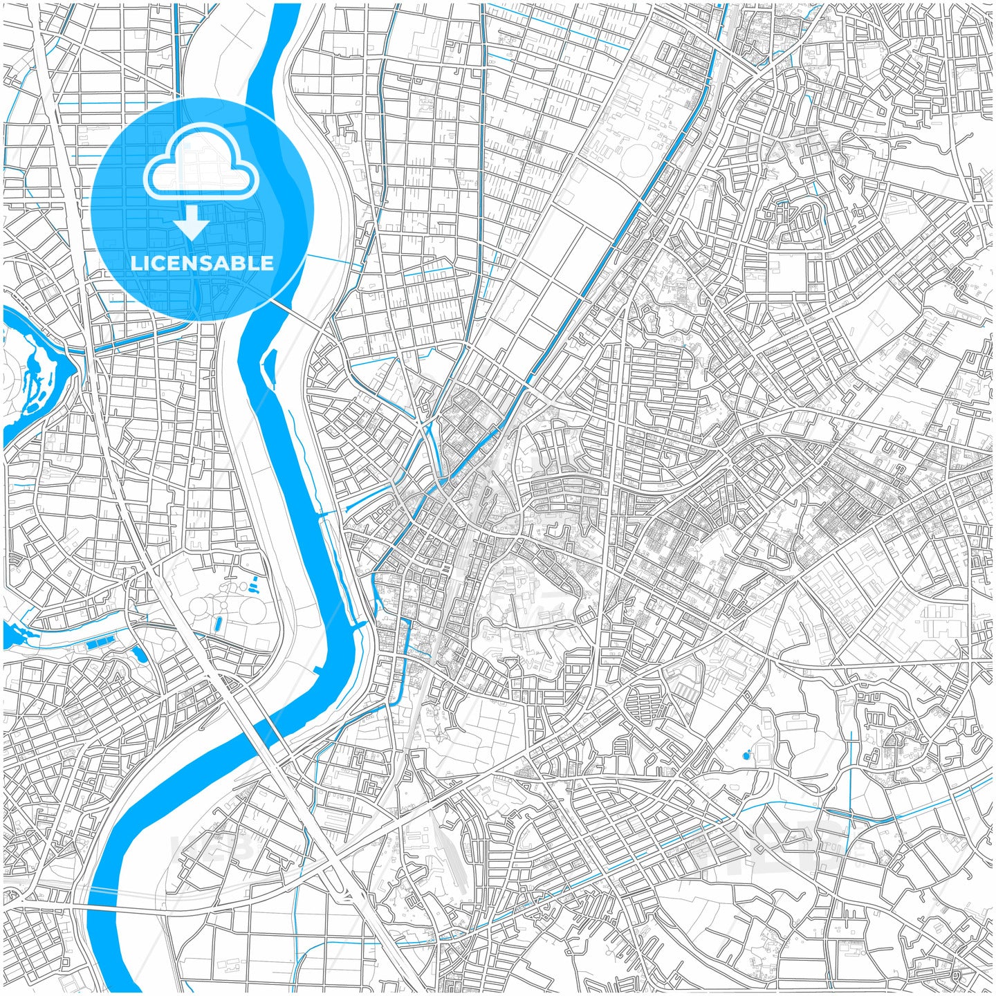 Matsudo, Chiba, Japan, city map with high quality roads.