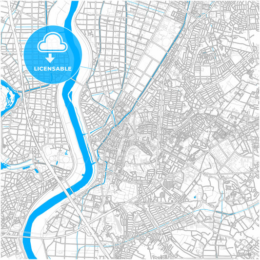 Matsudo, Chiba, Japan, city map with high quality roads.