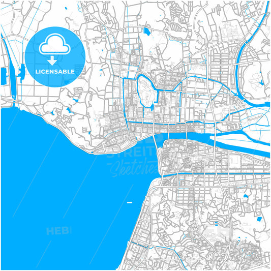 Matsue, Shimane, Japan, city map with high quality roads.