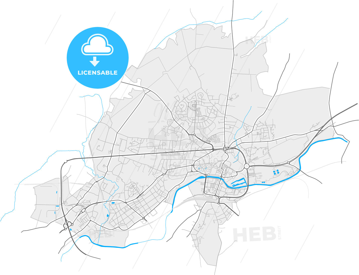 Maubeuge, Nord, France, high quality vector map