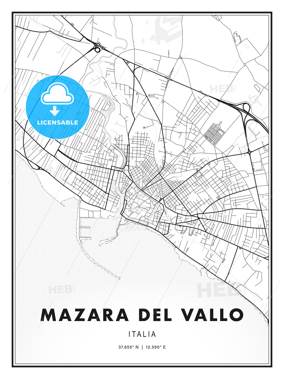 Mazara del Vallo, Italy, Modern Print Template in Various Formats - HEBSTREITS Sketches