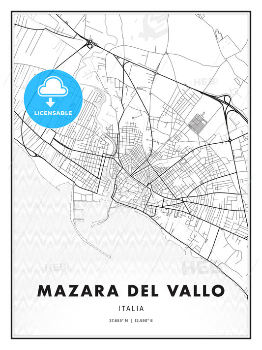 Mazara del Vallo, Italy, Modern Print Template in Various Formats - HEBSTREITS Sketches