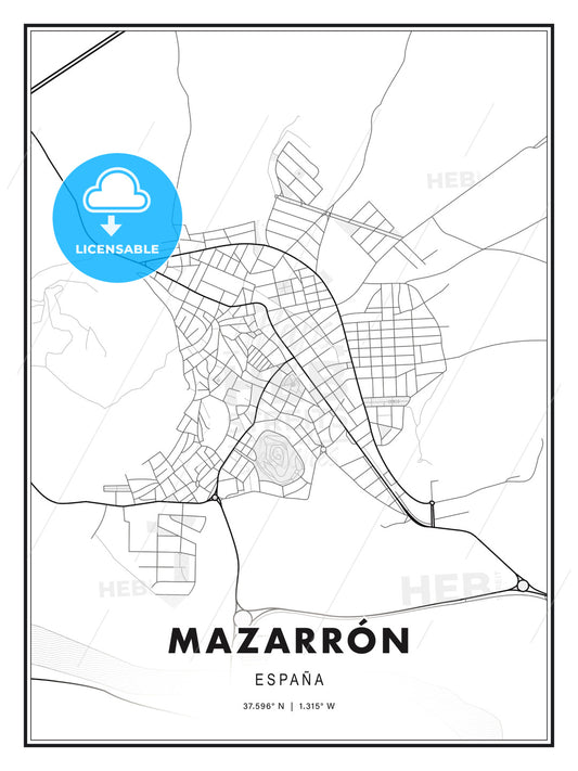 Mazarrón, Spain, Modern Print Template in Various Formats - HEBSTREITS Sketches