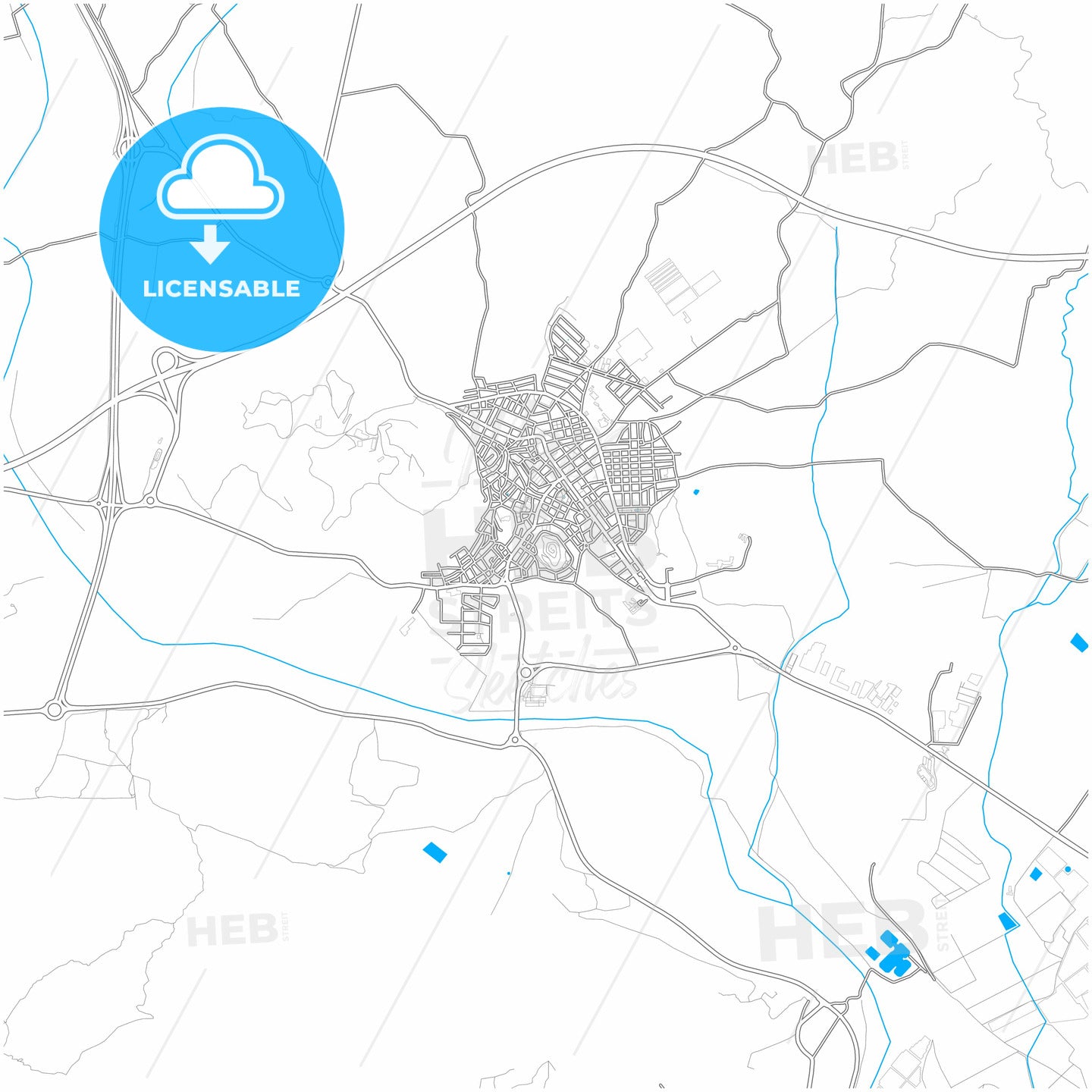 Mazarrón, Murcia, Spain, city map with high quality roads.