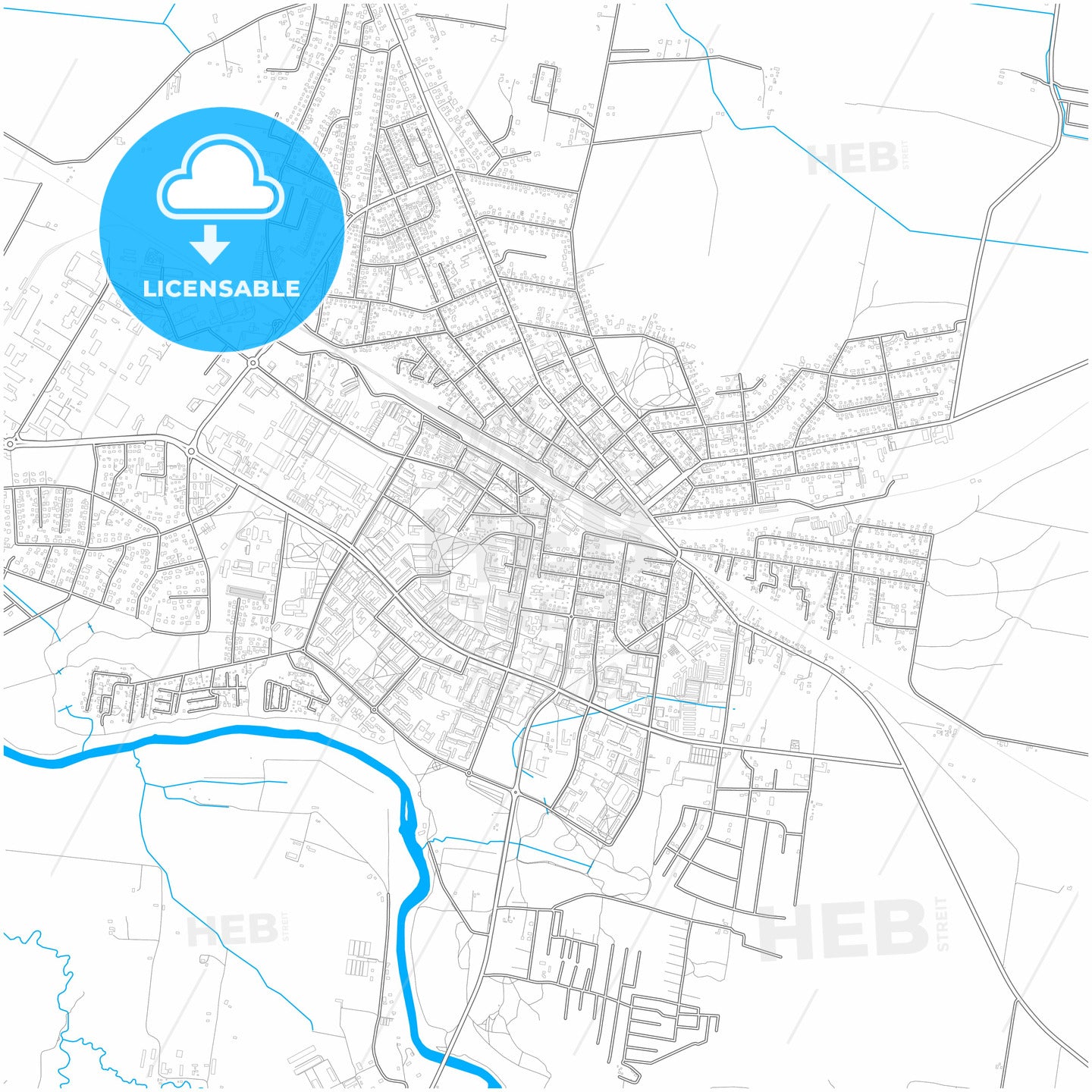 Mažeikiai, Telšiai County, Lithuania, city map with high quality roads.