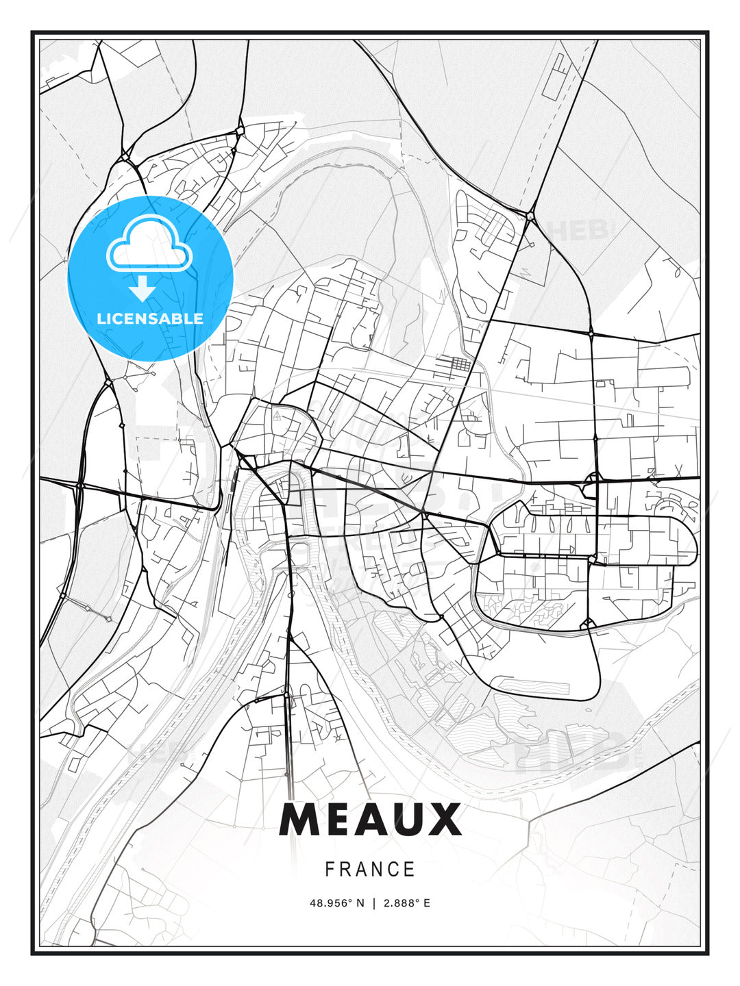 Meaux, France, Modern Print Template in Various Formats - HEBSTREITS Sketches
