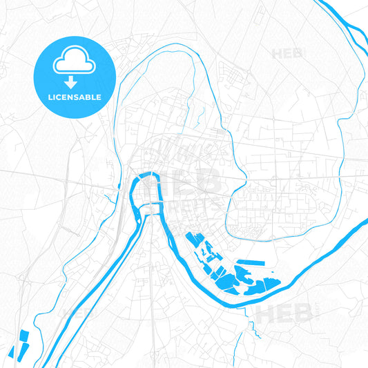 Meaux, France PDF vector map with water in focus