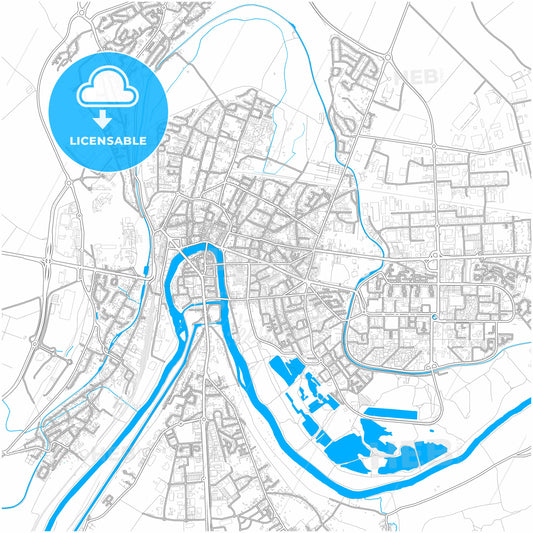 Meaux, Seine-et-Marne, France, city map with high quality roads.
