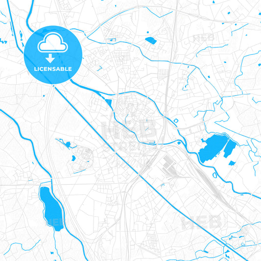 Mechelen, Belgium PDF vector map with water in focus