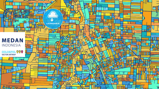 Medan, Indonesia, Colorful Vector Artmap