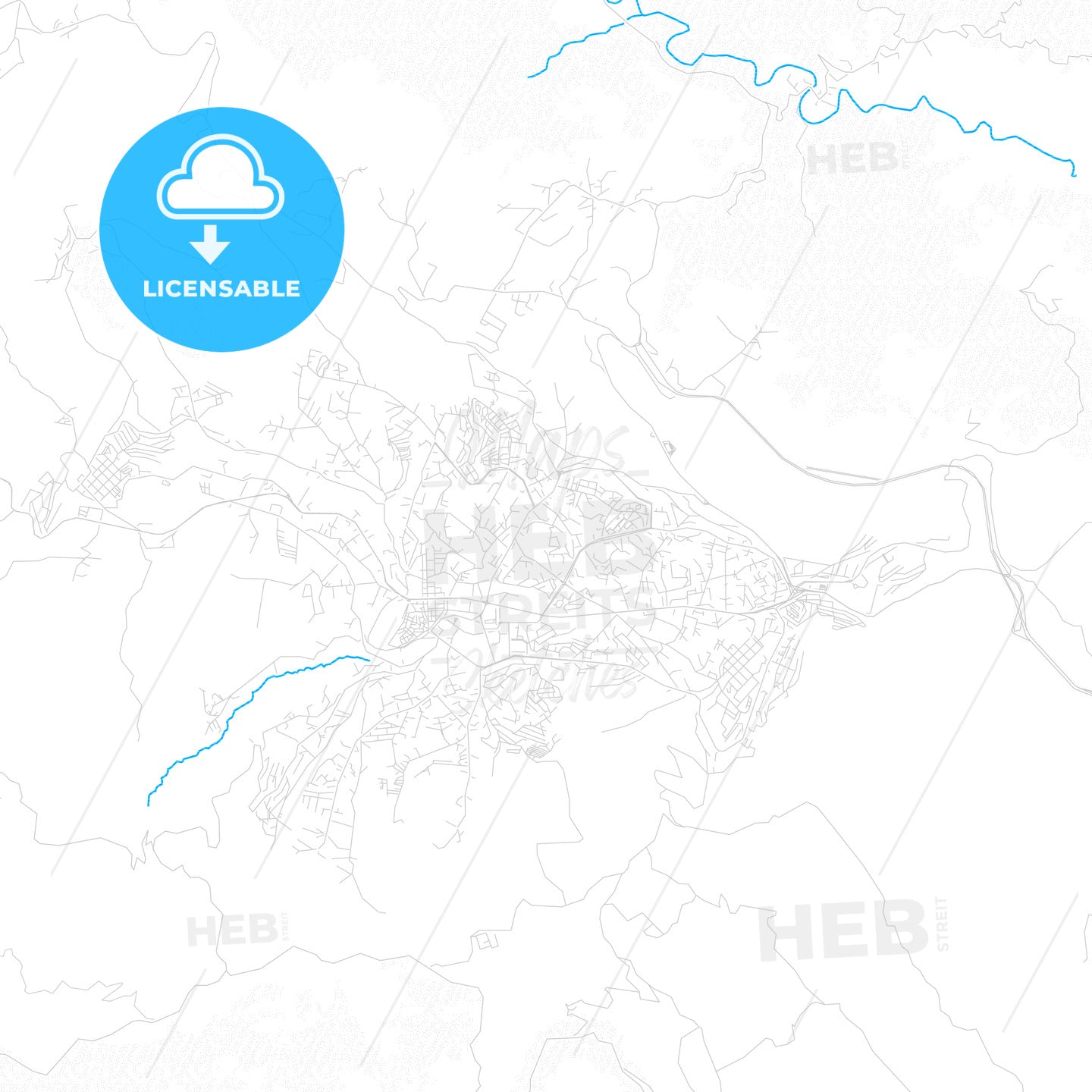 Medea, Algeria PDF vector map with water in focus