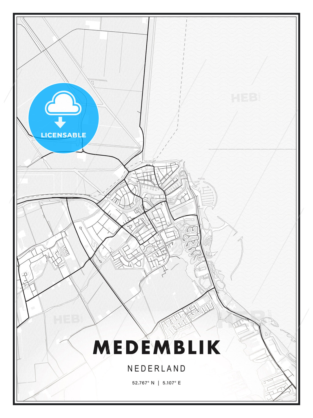 Medemblik, Netherlands, Modern Print Template in Various Formats - HEBSTREITS Sketches