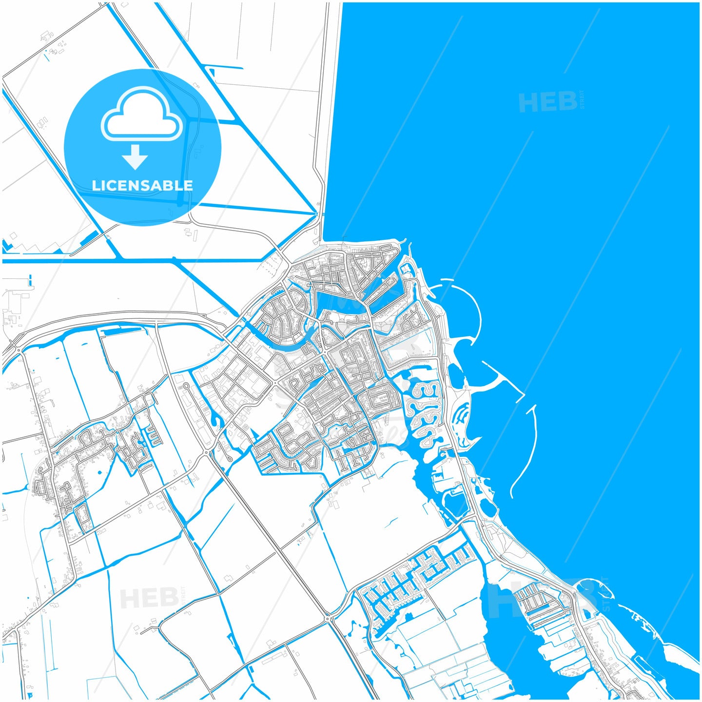 Medemblik, North Holland, Netherlands, city map with high quality roads.