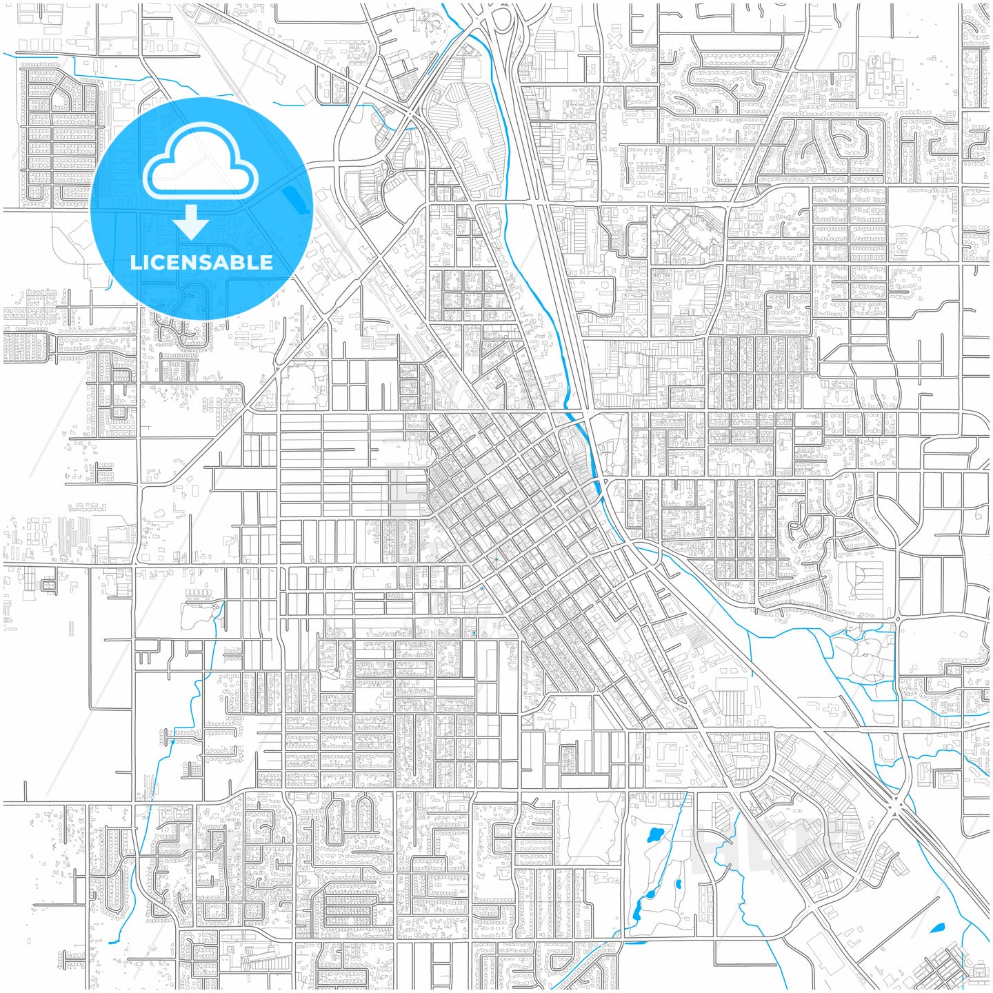 Medford, Oregon, United States, city map with high quality roads.