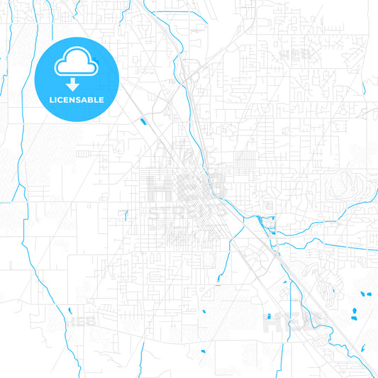 Medford, Oregon, United States, PDF vector map with water in focus