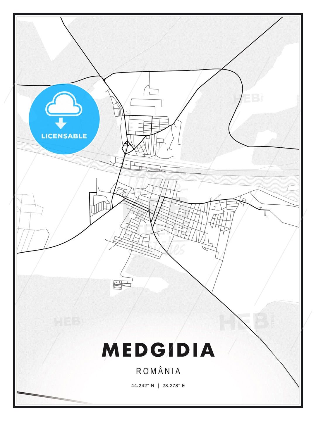 Medgidia, Romania, Modern Print Template in Various Formats - HEBSTREITS Sketches