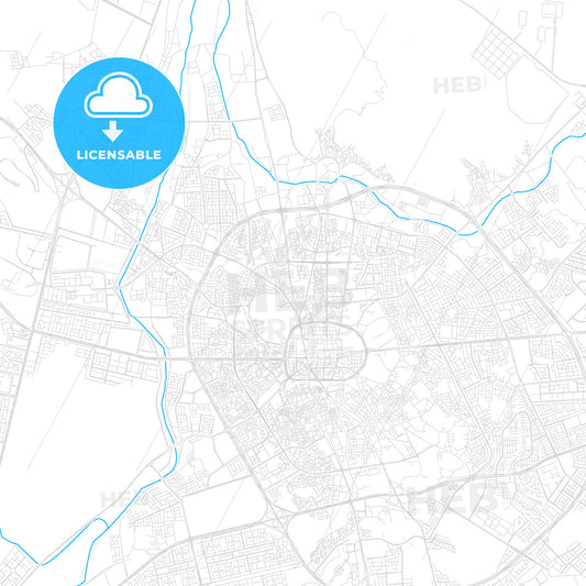 Medina, Saudi Arabia PDF vector map with water in focus