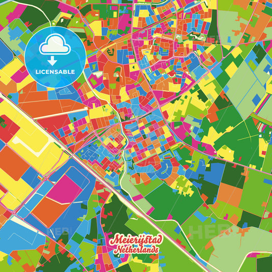 Meierijstad, Netherlands Crazy Colorful Street Map Poster Template - HEBSTREITS Sketches