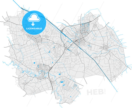 Meierijstad, North Brabant, Netherlands, high quality vector map