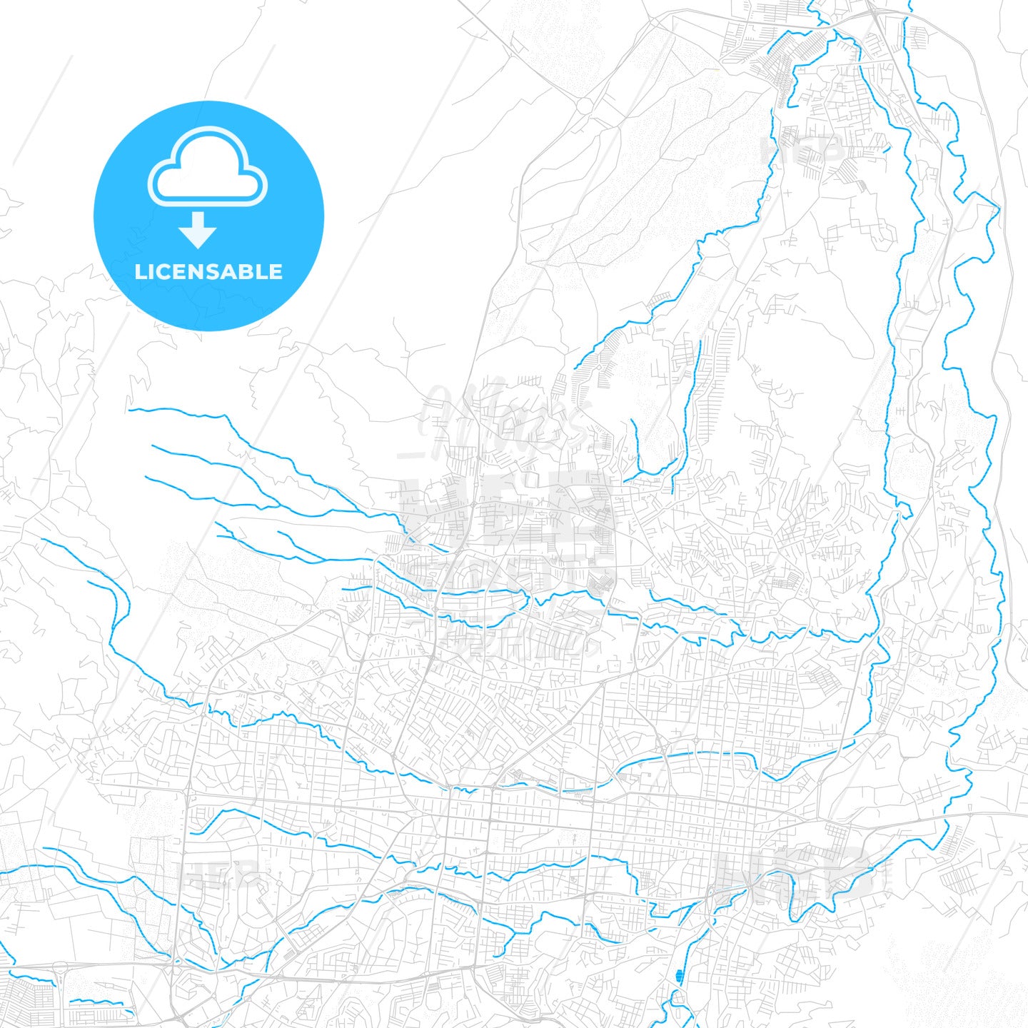 Mejicanos, El Salvador PDF vector map with water in focus