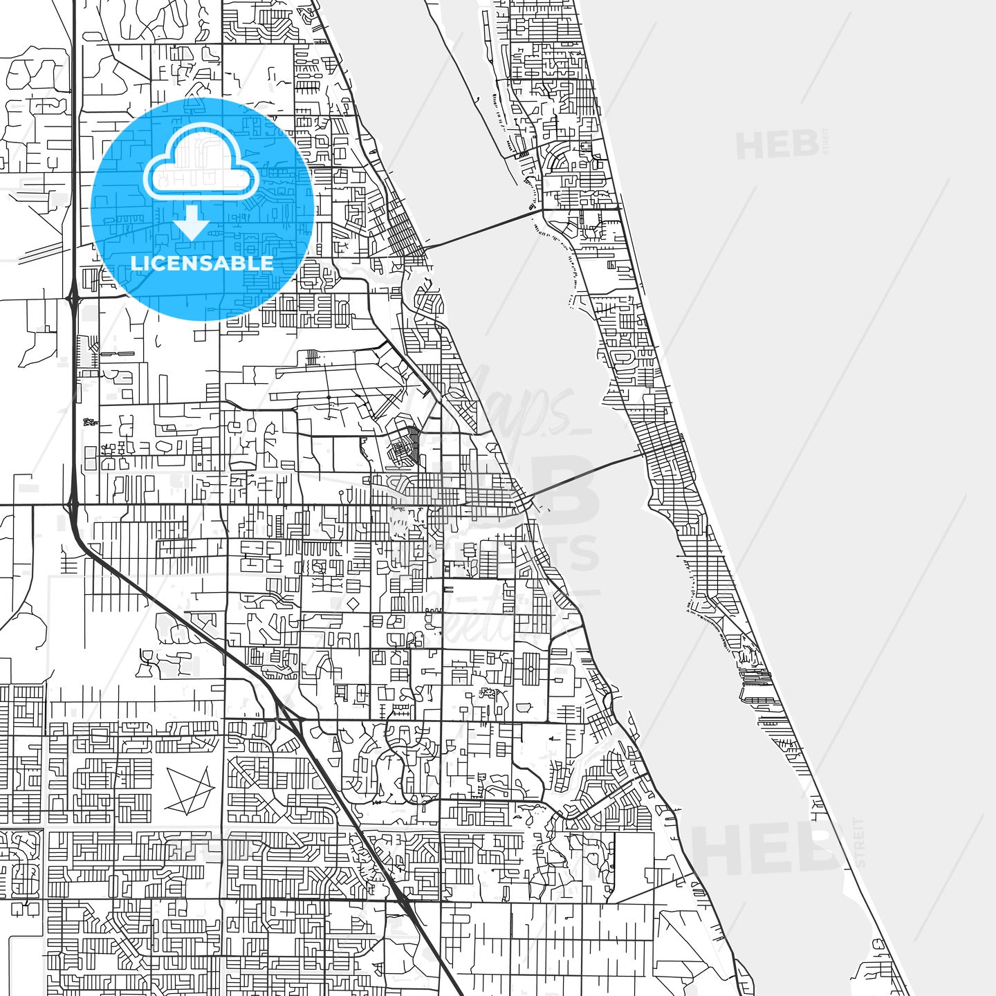 Melbourne, Florida - Area Map - Light
