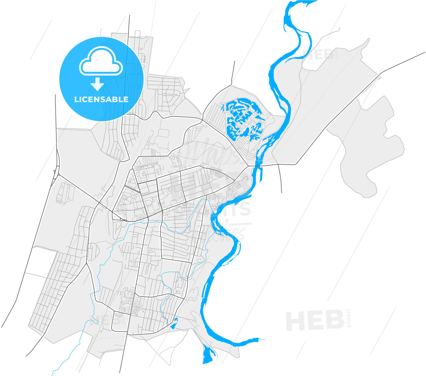 Meleuz, Republic of Bashkortostan, Russia, high quality vector map