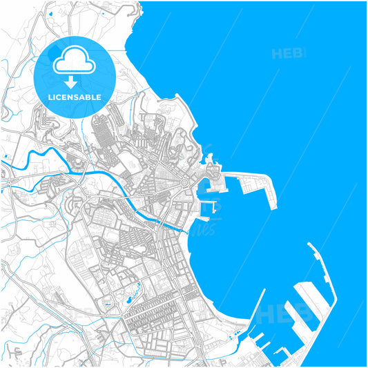 Melilla, Spain, city map with high quality roads.