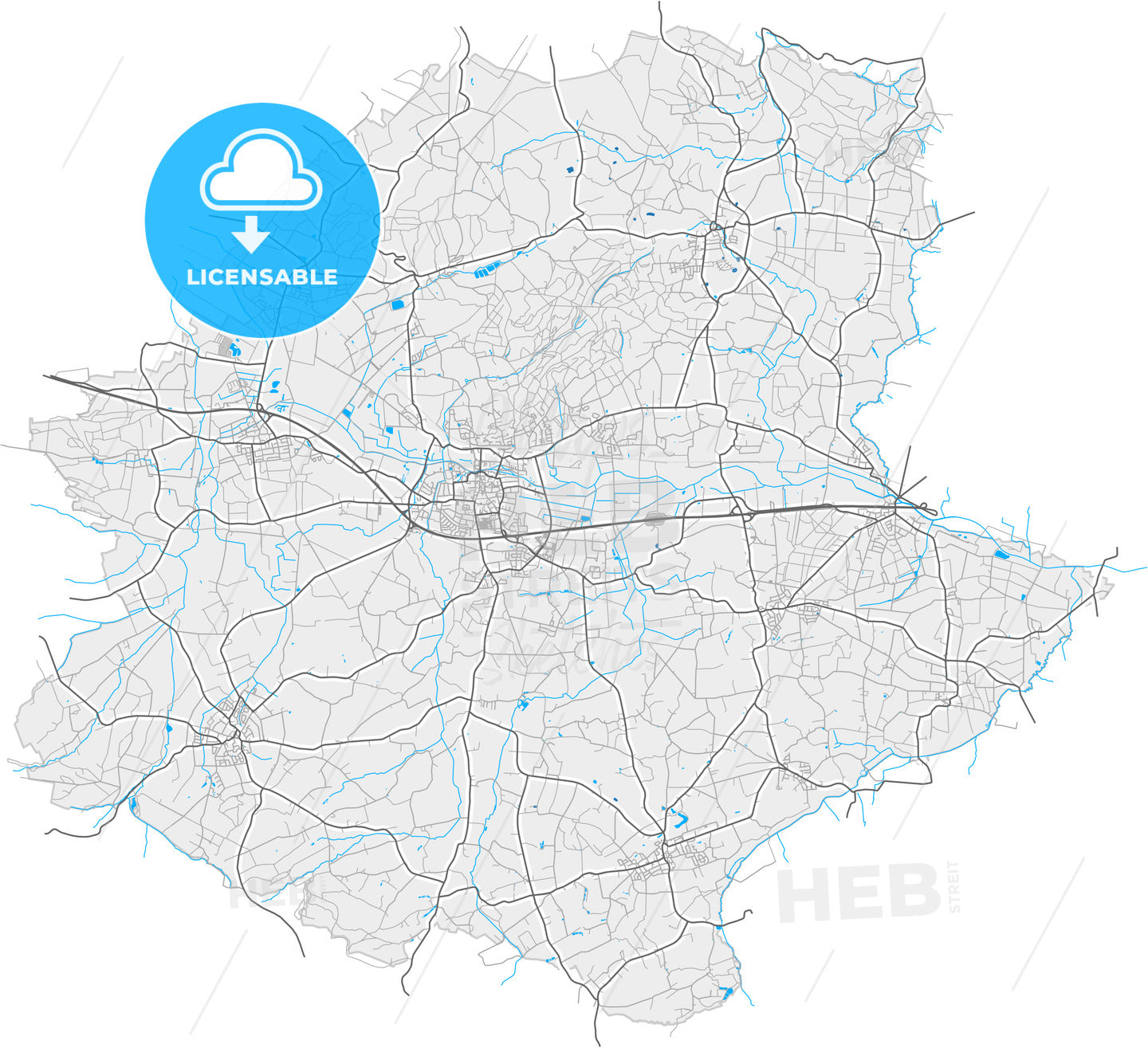 Melle, Lower Saxony, Germany, high quality vector map