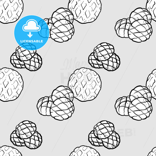 Melonpan seamless pattern greyscale drawing – instant download