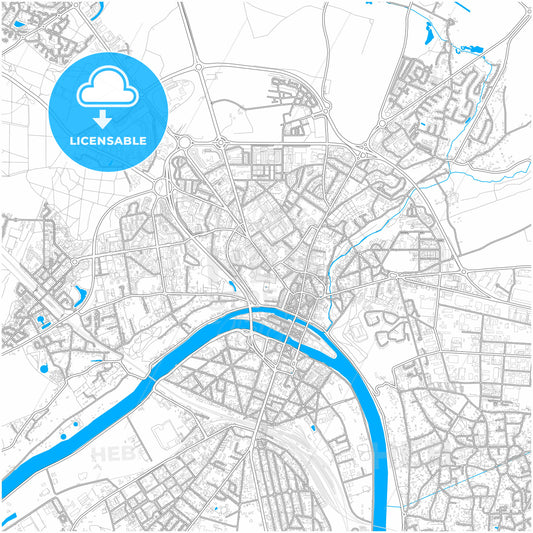 Melun, Seine-et-Marne, France, city map with high quality roads.