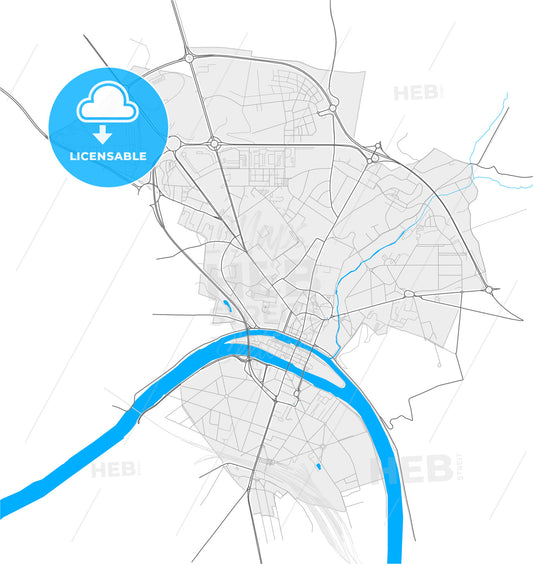 Melun, Seine-et-Marne, France, high quality vector map