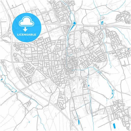 Memmingen, Bavaria, Germany, city map with high quality roads.