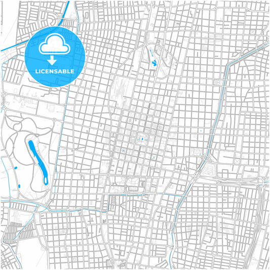 Mendoza, Argentina, city map with high quality roads.