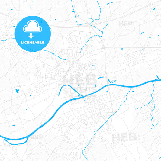Menen, Belgium PDF vector map with water in focus