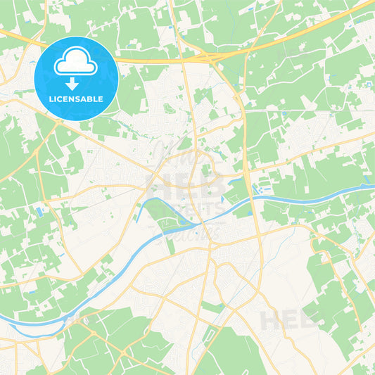 Menen , Belgium Vector Map - Classic Colors