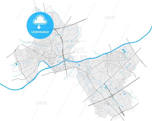 Menen, West Flanders, Belgium, high quality vector map