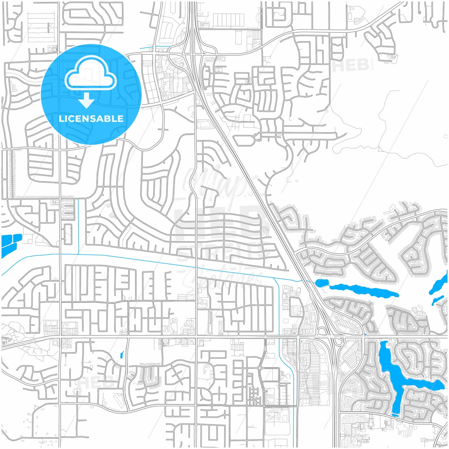 Menifee, California, United States, city map with high quality roads.