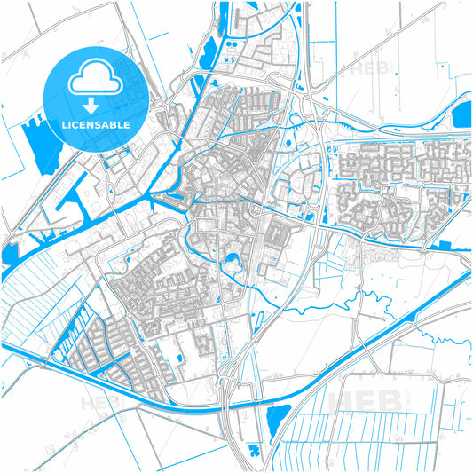 Meppel, Drenthe, Netherlands, city map with high quality roads.