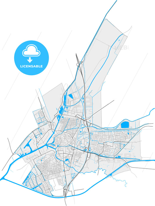 Meppel, Drenthe, Netherlands, high quality vector map