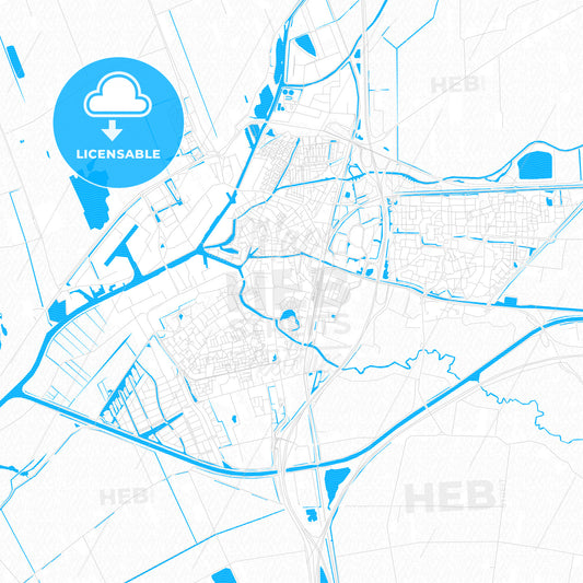 Meppel, Netherlands PDF vector map with water in focus