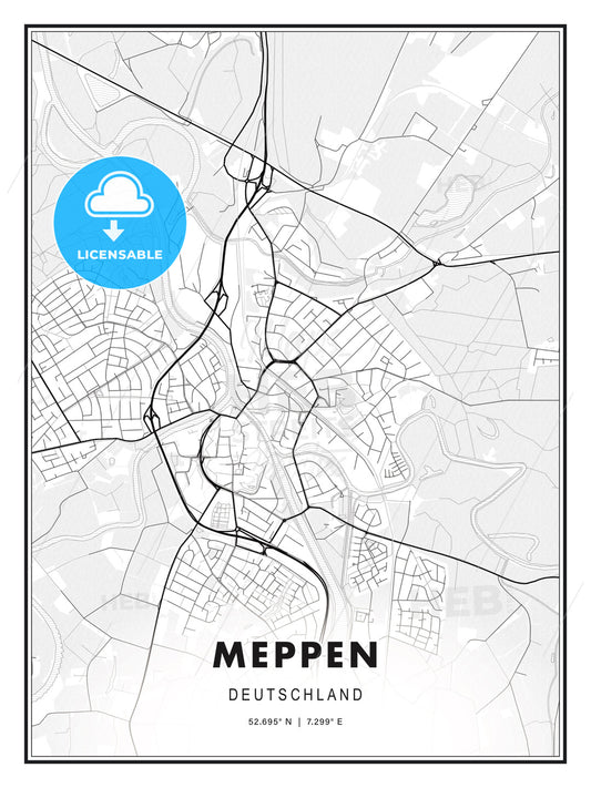 Meppen, Germany, Modern Print Template in Various Formats - HEBSTREITS Sketches