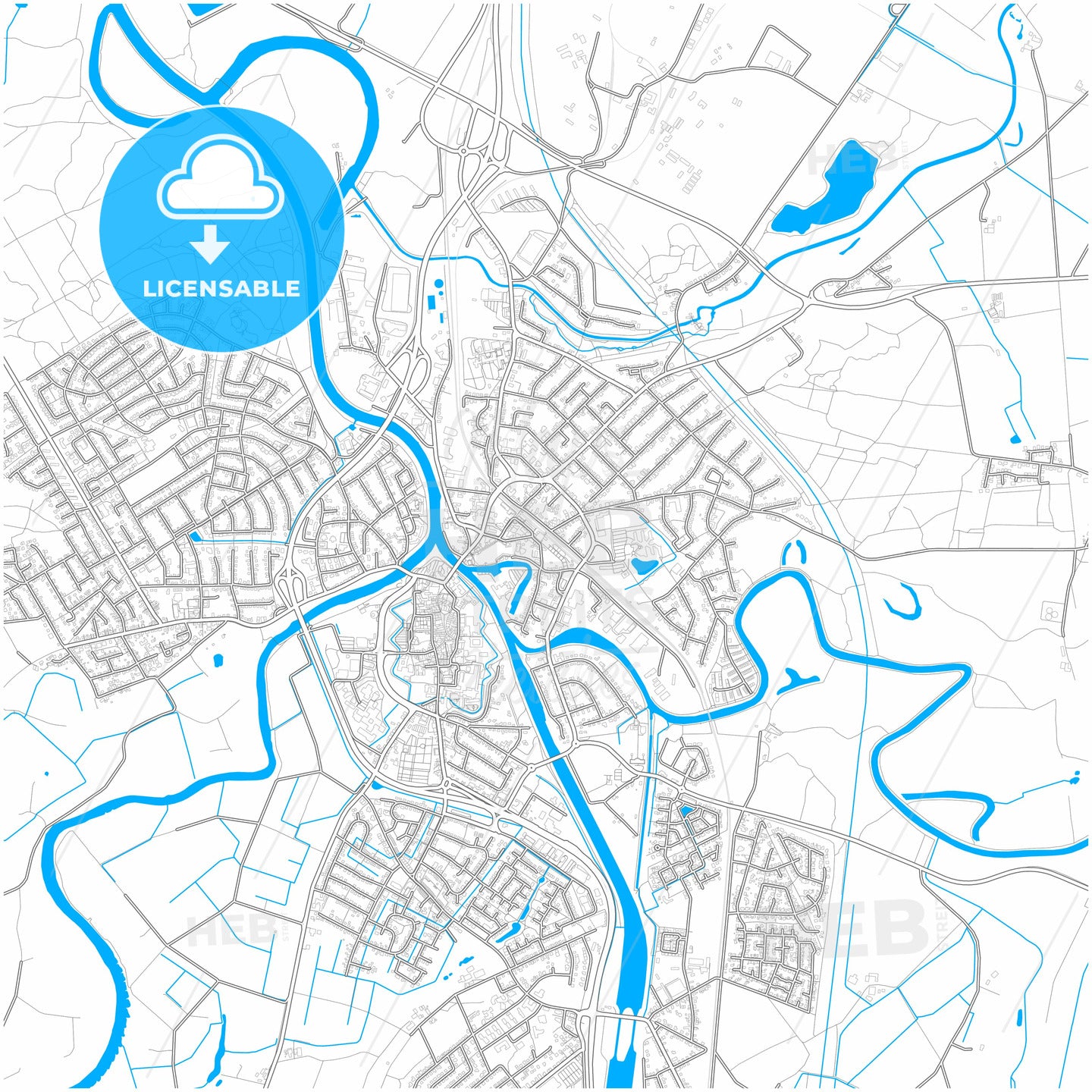 Meppen, Lower Saxony, Germany, city map with high quality roads.