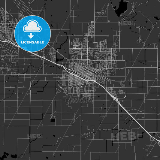 Merced, California - Area Map - Dark