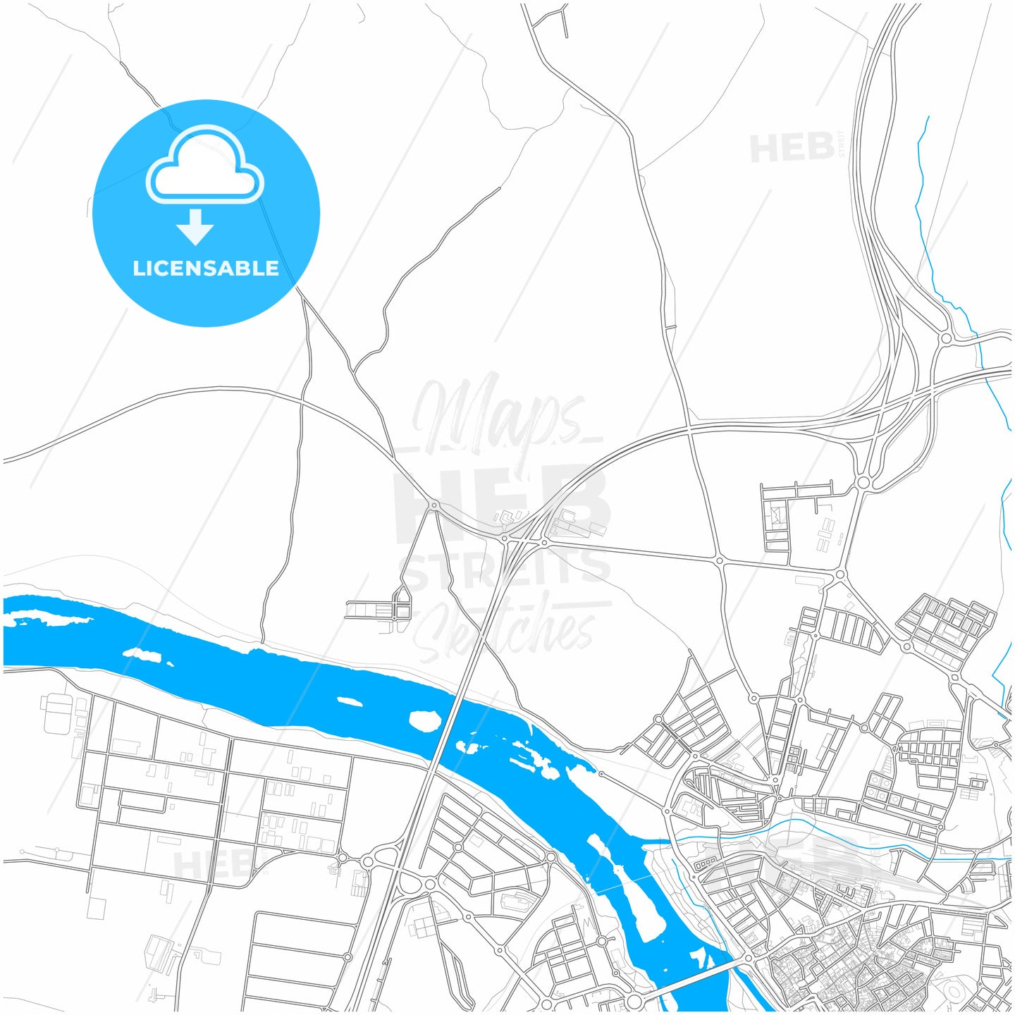 Mérida, 6800, Spain, city map with high quality roads.