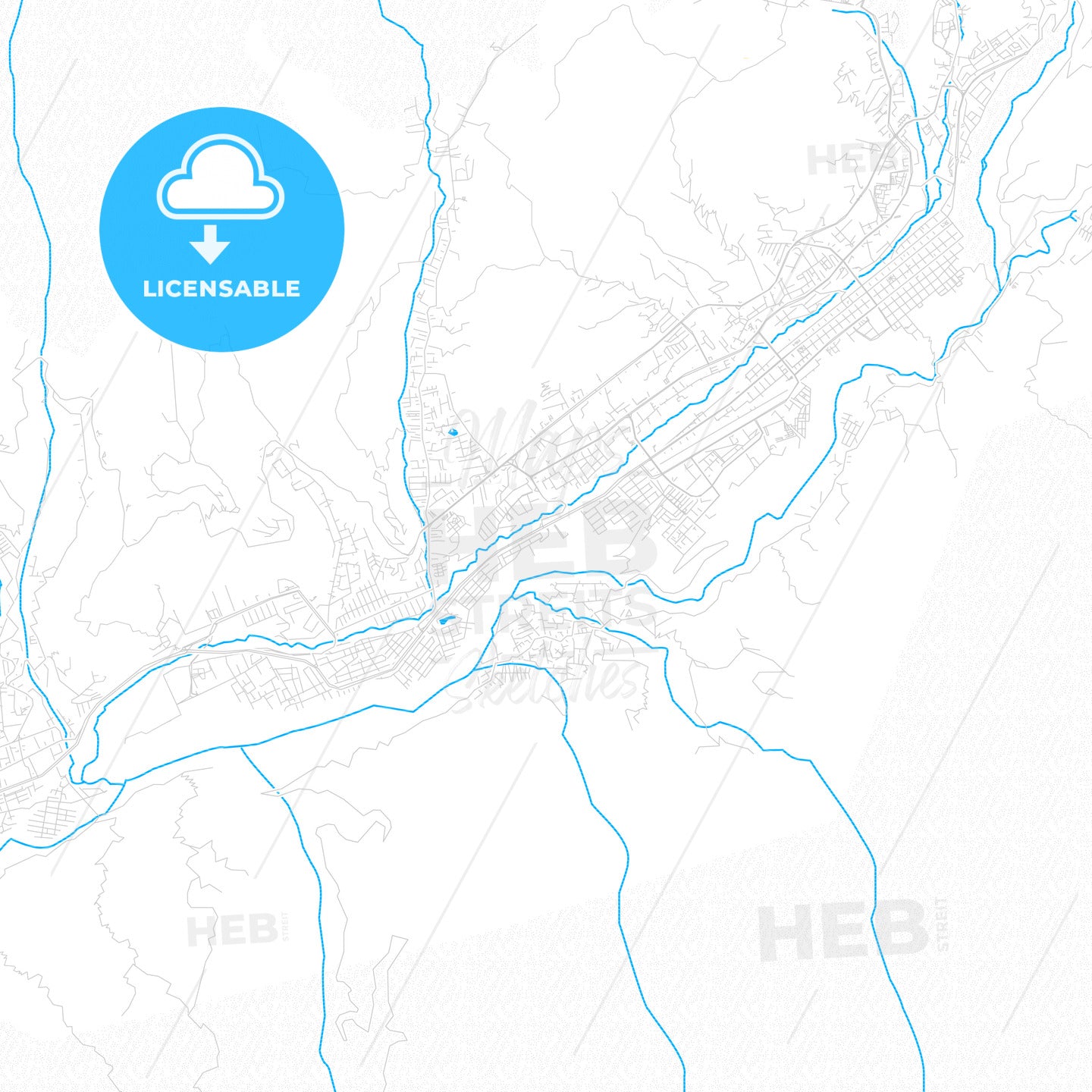 Merida, Venezuela PDF vector map with water in focus