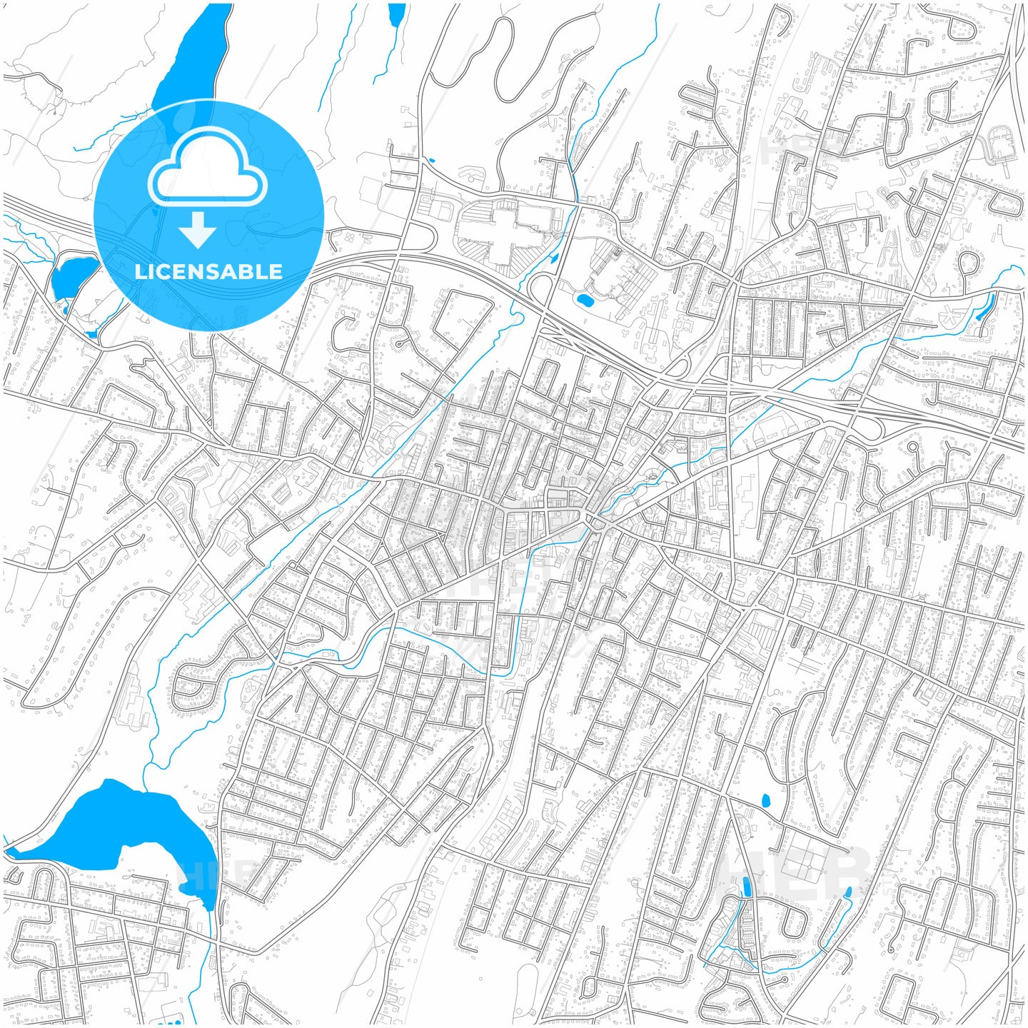 Meriden, Connecticut, United States, city map with high quality roads.