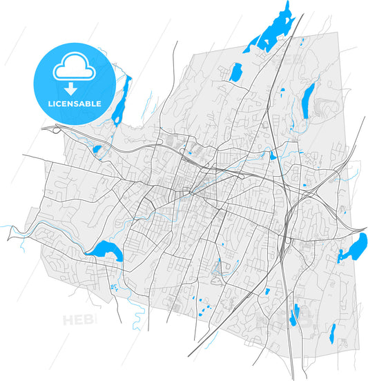 Meriden, Connecticut, United States, high quality vector map